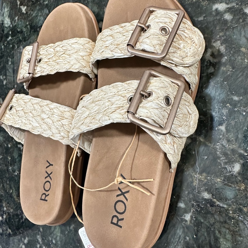 ROXY Tan Sandals Comfortable Slide Style